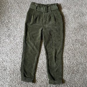 Corduroy olive green pants Size 6. Never worn. Ultra high rise.